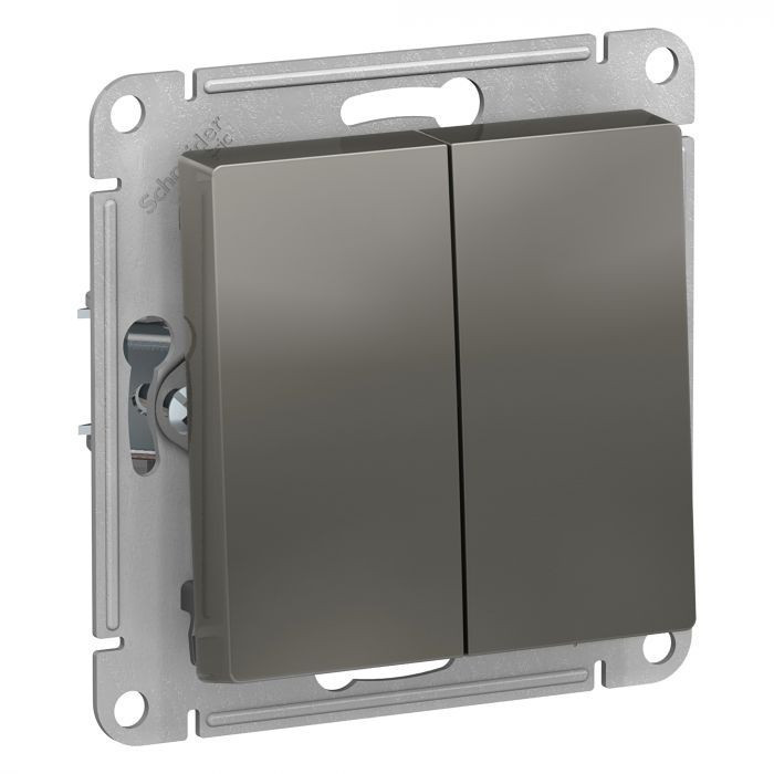 Выключатель двухклавишный Schneider Electric Atlas Design сталь ATN000951