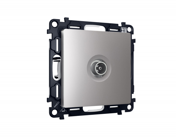 Комплект механизма TV розетки оконечной ALFA MA513010 Сталь матовый 50-870 MHz 1dB QUANT