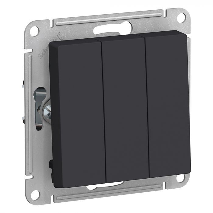 Выключатель трехклавишный Systeme Electric Atlas Design карбон ATN001031