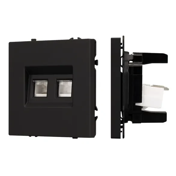 Розетка компьютерная двойная 6 kat, IP-20. NEO PLUS (черный)