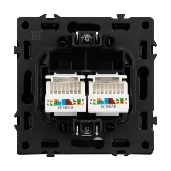Розетка компьютерная двойная 6 kat, IP-20. NEO PLUS (черный)