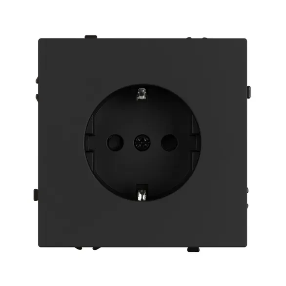 Розетка с заземлением Schuko с защитными шторками, 250В NEO PLUS (черный) Розетка с заземлением Schuko с защитными шторками, 250В NEO PLUS (черный)