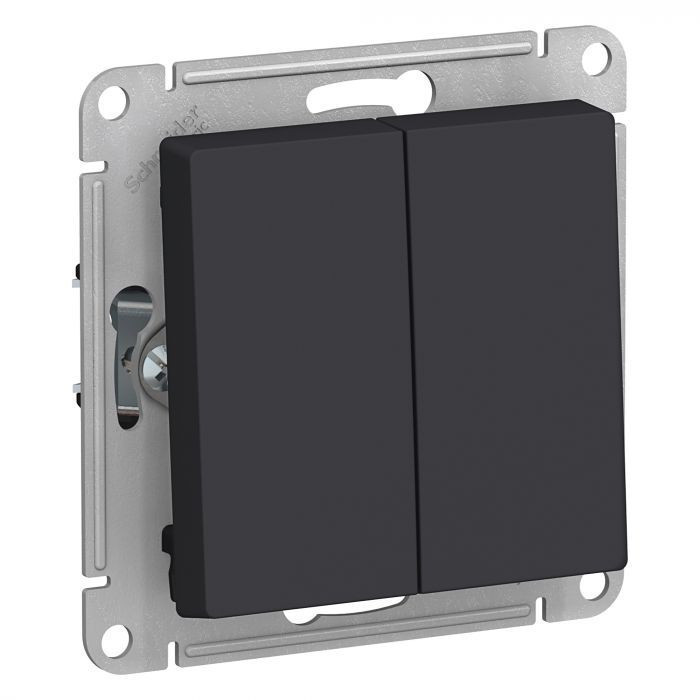 Переключатель двухклавишный Systeme Electric Atlas Design перекрестный, карбон ATN001073