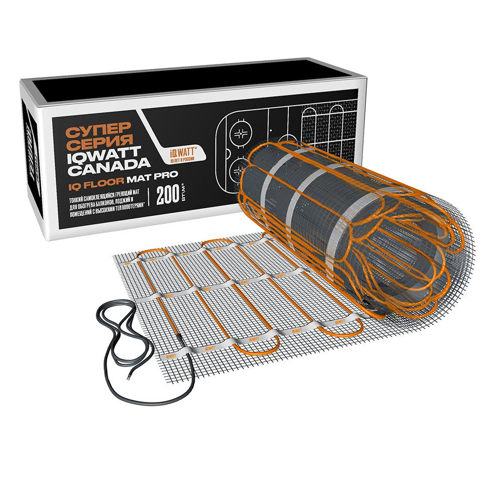 Тонкий самоклеящийся греющий мат 200Вт/м.кв - 6,0 м² IQ FLOOR MAT PRO 02011 IQWATT