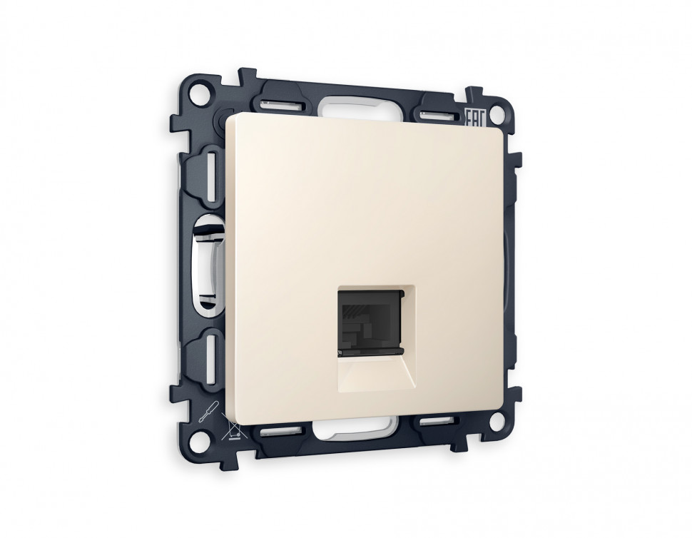 Комплект механизма компьютерной розетки ALFA MA332010 Бежевый матовый RJ-45(8P8C) CAT6 с защитной шторкой QUANT