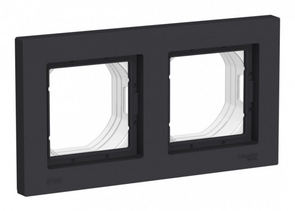 Рамка 2 поста IP44 Systeme Electric Atlas Design Aqua, карбон ATN441002