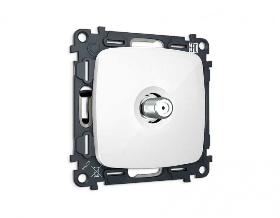 Комплект механизма TV розетки SAT 5-2400MHz 3.5dB OMEGA MO113050 Белый глянец QUANT