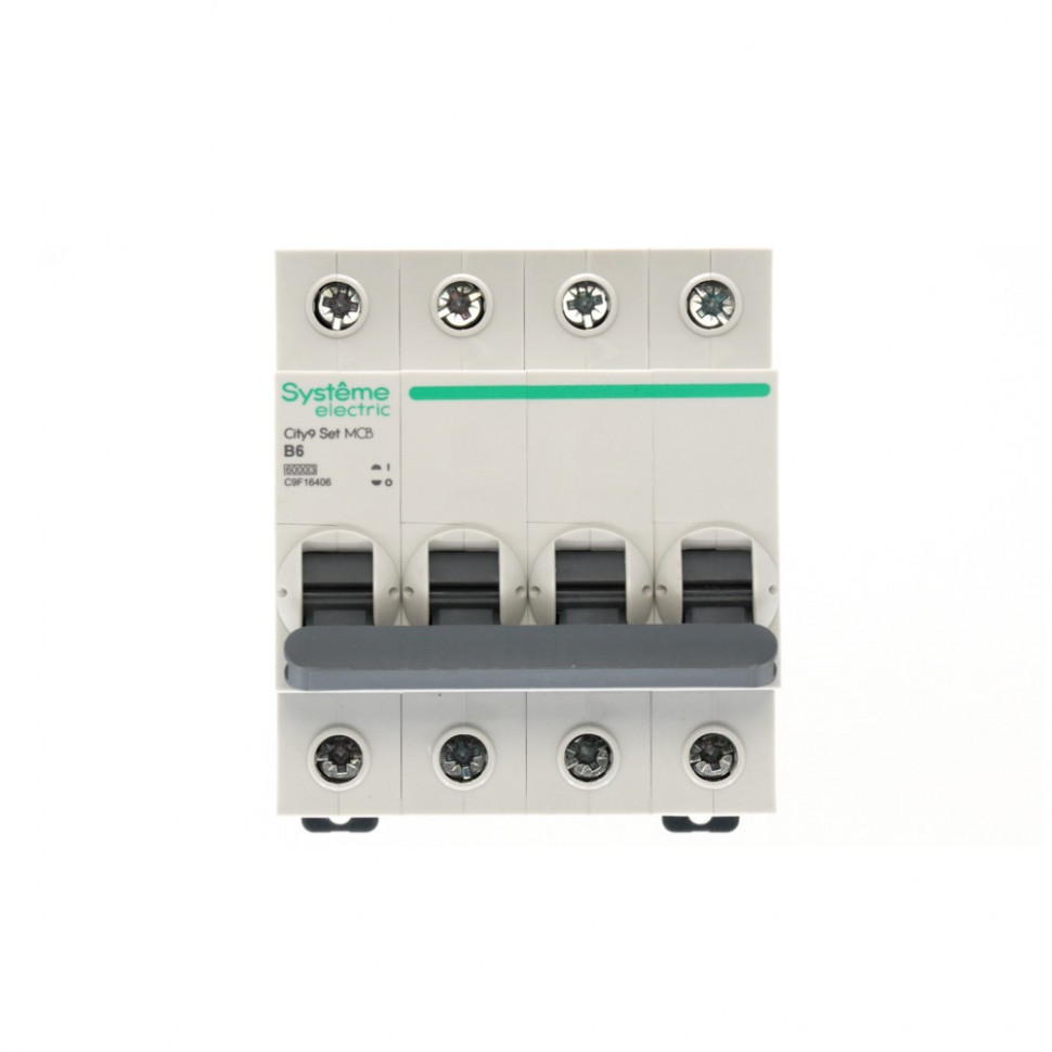 Автоматический выключатель (АВ) B 6А 4P 6kA 400В Systeme Electric City9 Set C9F16406 Автоматический выключатель (АВ) B 6А 4P 6kA 400В Systeme Electric City9 Set C9F16406