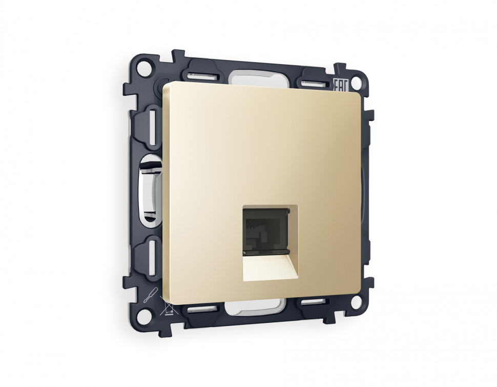 Комплект механизма телефонной розетки ALFA MA612030 Шампань RJ-11(4P4C) с защитной шторкой QUANT