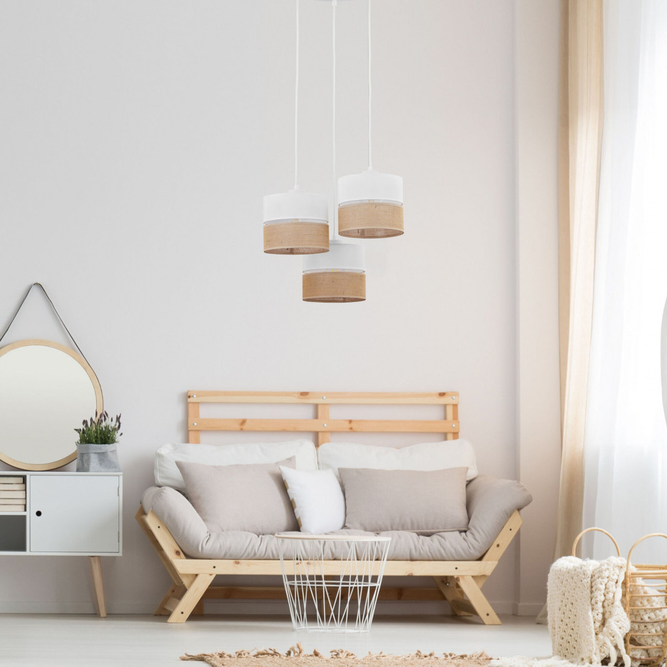 Подвесной светильник с тканевыми абажурами 6575 Linobianco Подвесной светильник с тканевыми абажурами 6575 Linobianco