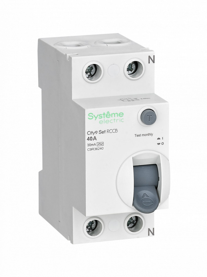 Устройство защитного отключения (УЗО) 40А 2P 30мА Тип-AC 230В Systeme Electric City9 Set C9R36240
