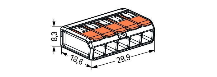 Клеммник 5х 0,2 - 4,0 мм2 32A Cu WAGO 221-415