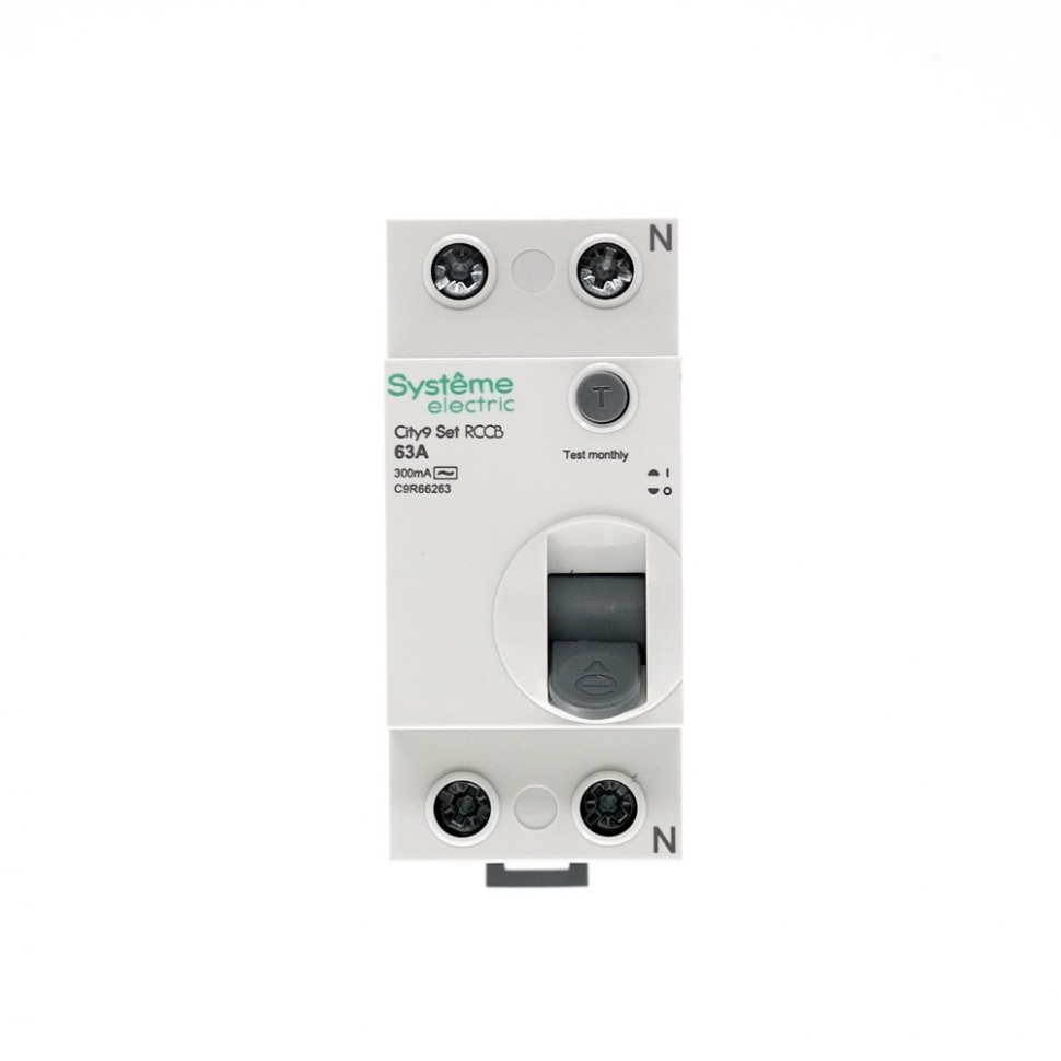 Устройство защитного отключения (УЗО) 63А 2P 300мА Тип-AC 230В Systeme Electric City9 Set C9R66263 Устройство защитного отключения (УЗО) 63А 2P 300мА Тип-AC 230В Systeme Electric City9 Set C9R66263