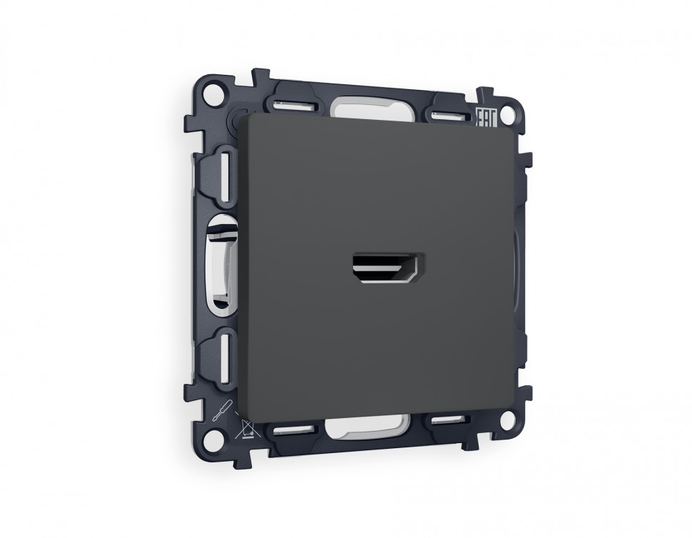 Комплект механизма розетки HDMI 2.0 ALFA MA914010 Графит мягкое касание 40V/500mA 2.0GHz 5-18Gbit/s QUANT