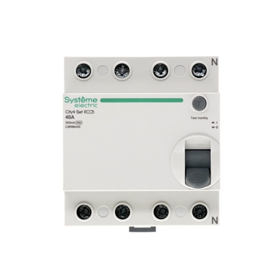 Устройство защитного отключения (УЗО) 40А 4P 300мА Тип-AC 400В Systeme Electric City9 Set C9R66440 Устройство защитного отключения (УЗО) 40А 4P 300мА Тип-AC 400В Systeme Electric City9 Set C9R66440