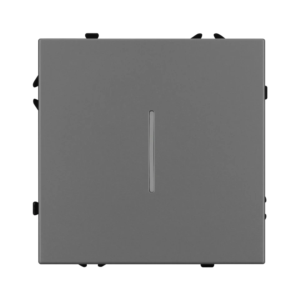 Выключатель одноклавишный проходной с подсветкой LED, NEO PLUS (серый)