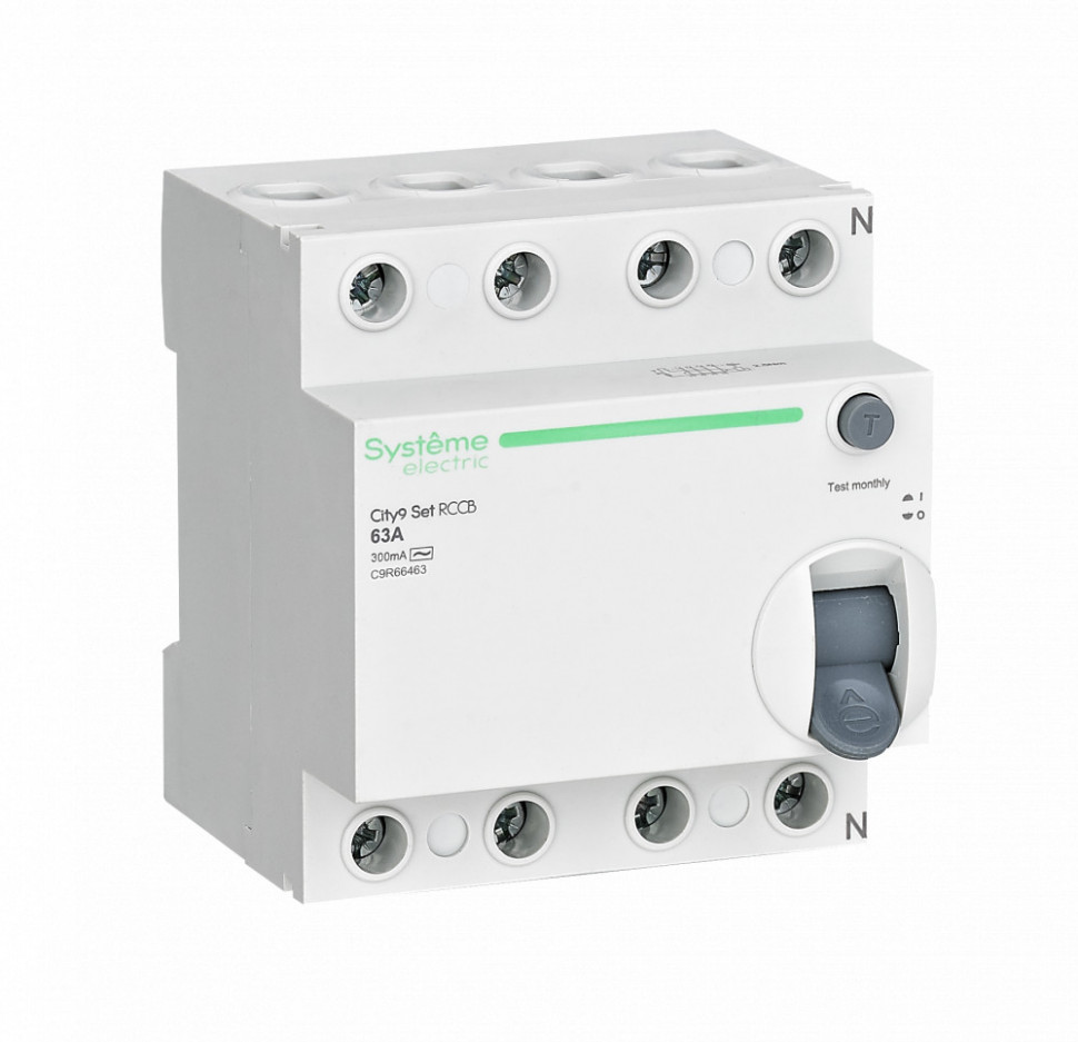 Устройство защитного отключения (УЗО) 63А 4P 300мА Тип-AC 400В Systeme Electric City9 Set C9R66463