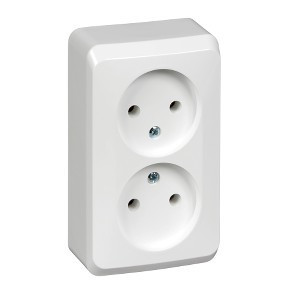 Розетка двойная без заземления со шторками 16А 250B Белая Systeme Electric Этюд PA16-006B