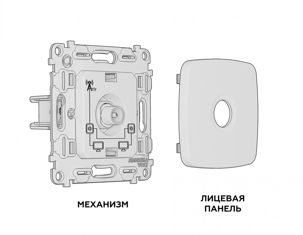 Комплект механизма TV розетки проходной OMEGA MO643030 Темная бронза матовый 5-1000 MHz 4dB QUANT