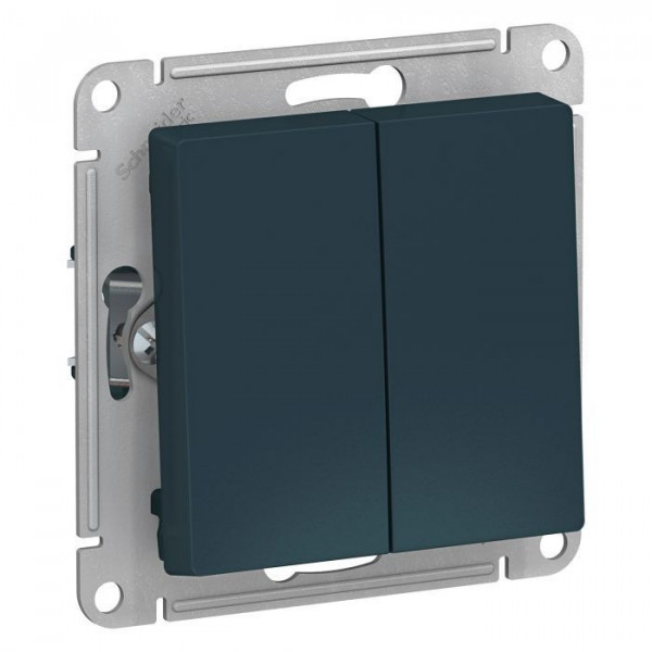 Выключатель двухклавишный Schneider Electric Atlas Design изумруд ATN000851