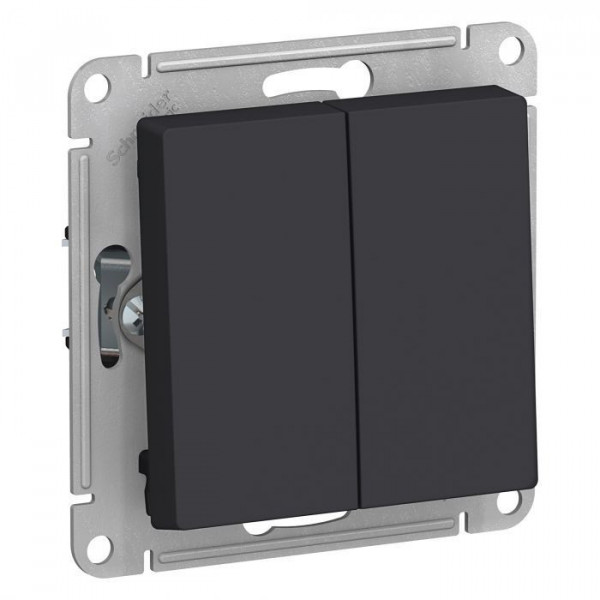 Выключатель двухклавишный Systeme Electric Atlas Design карбон ATN001051