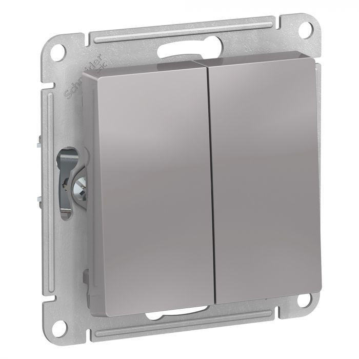 Выключатель двухклавишный Systeme Electric Atlas Design алюминий ATN000351