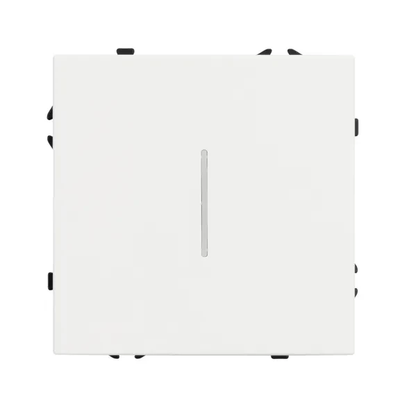 Выключатель одноклавишный с подсветкой LED, NEO PLUS самозажимные контакты (белый матовый)