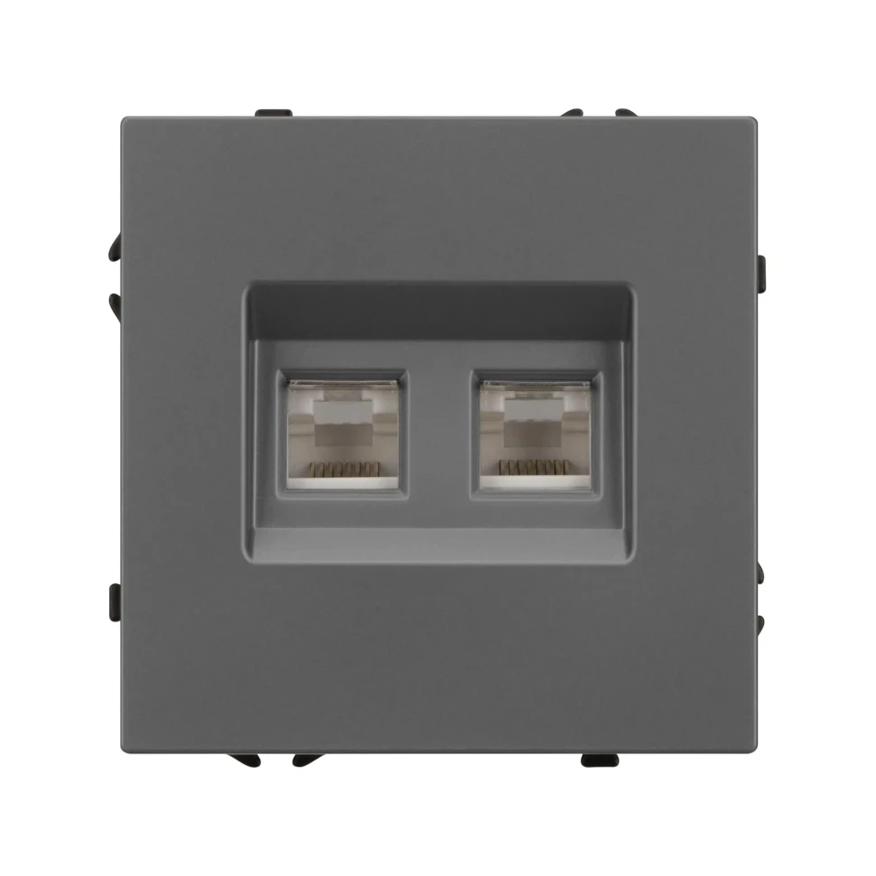 Розетка компьютерная двойная 6 kat, IP-20. NEO PLUS (cерый)