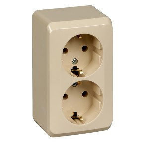 Розетка 2К+З без шторок 16А 250B Кремовая Systeme Electric Этюд PA16-007K Розетка 2К+З без шторок 16А 250B Кремовая Systeme Electric Этюд PA16-007K