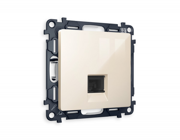 Комплект механизма компьютерной розетки ALFA MA312010 Бежевый глянец RJ-45(8P8C) CAT6 с защитной шторкой QUANT