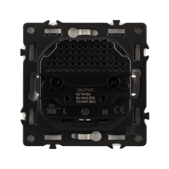 Розетка Schuko 250V 16A с USB-портом для зарядки Type A + Type C, с защитными шторками, 3,1А, 20W, IP-20, NEO PLUS контакты винтовые (белый матовый)