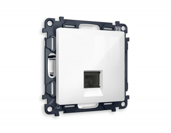 Комплект механизма компьютерной розетки ALFA MA112010 Белый глянец RJ-45(8P8C) CAT6 с защитной шторкой QUANT